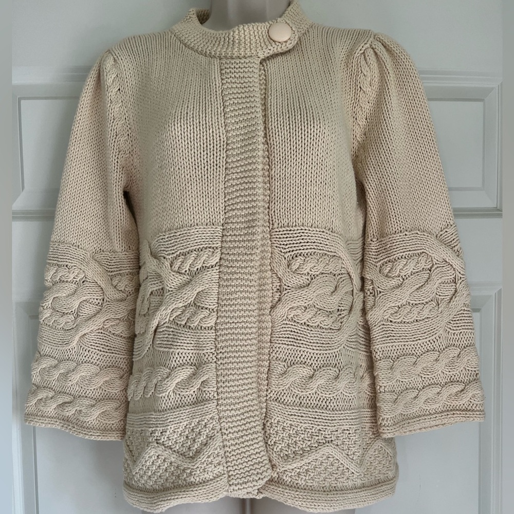 C Concept Cream Cable Knit Cardigan Size Small
